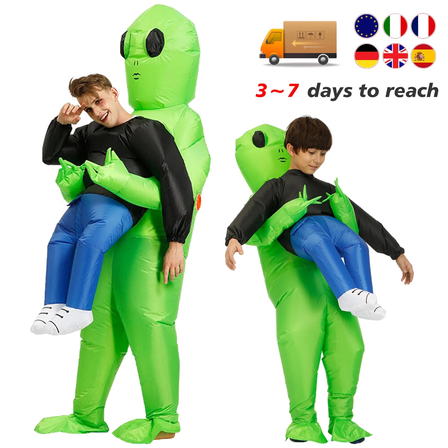 ET Alien Inflatable Costume: Scary Green Monster Cosplay Suit for Adult Party Festival Stage - Unique Inflatable Alien Outfit