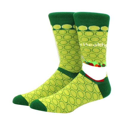 Funny Cartoon Fashion Cotton Socks – Hip Hop Skateboard Style Socks for Men & Women, Beer, Pizza, Astronaut & Pineapple Print Casual Wear Socks
