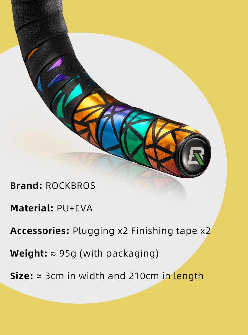 ROCKBROS Bicycle Handlebar Tape – Non-Slip Shock-Absorbing Curved Bar Straps for Road Bikes