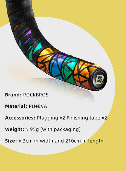 ROCKBROS Bicycle Handlebar Tape – Non-Slip Shock-Absorbing Curved Bar Straps for Road Bikes
