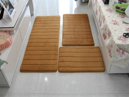 Water Absorption Anti-Slip Bath Mat Set - Bathroom, Toilet, Living Room, Bedroom Floor Carpet (1PC/3PC)