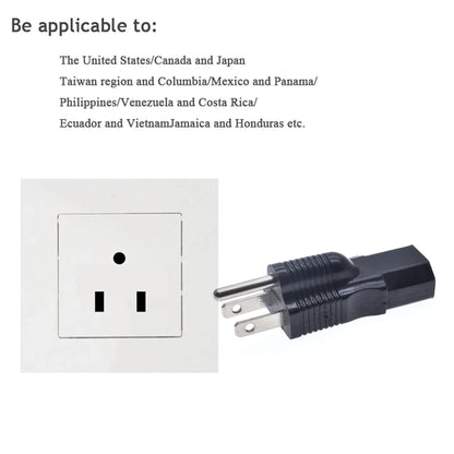 NEMA 5-15P to IEC C13 Power Adapter - US 3-Prong Male to IEC Female Converter for PDU and UPS, Black