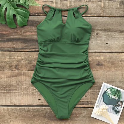 CUPSHE Lace-Up Back One-Piece Swimsuit – Sexy Cut-Out Backless Monokini Swimwear for Women, 2023 Beach & Bathing Suit