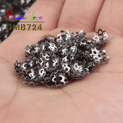 500Pcs Hollow Flower Filigree Bead Caps - 6mm Metal Spacer Beads for DIY Earrings, Jewelry Making & Craft Supplies