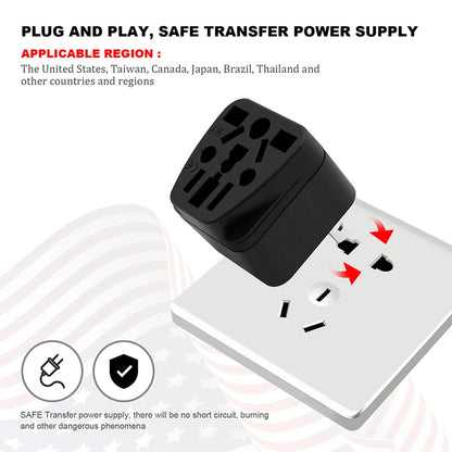 Universal AC Power Adapter – German, Russia, AU, UK, KR, EU to US Type B 10A Travel Converter for USA & Japan