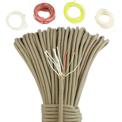 10-Strand Multifunctional Paracord 650 – Military-Grade 4mm Camping & Survival Rope with Fishing Line, Copper Wire & Fire Wire
