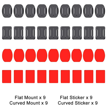 Flat & Curved Adhesive Mount Set for GoPro Hero 11/10/9/8 – Xiaomi Yi 4K, SJCAM Action Camera Mounting Stickers Accessories