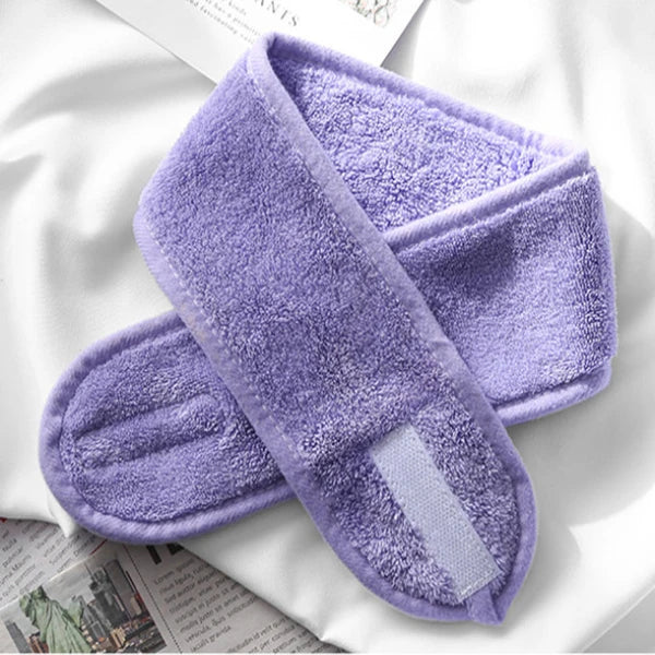 Women Soft Coral Fleece Toweling Hairband – Adjustable Makeup & Bath Headband for Washing Face, Spa & Facial Hair Holder Accessory