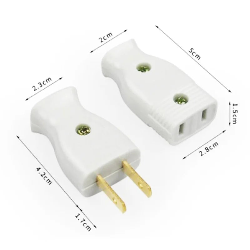 2-Pole Bakelite Power Plug - 15A Rewirable US Male Plug and Female Socket for Wiring and Power Cables