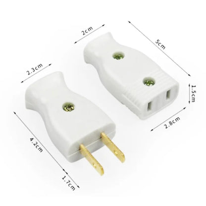 2-Pole Bakelite Power Plug - 15A Rewirable US Male Plug and Female Socket for Wiring and Power Cables