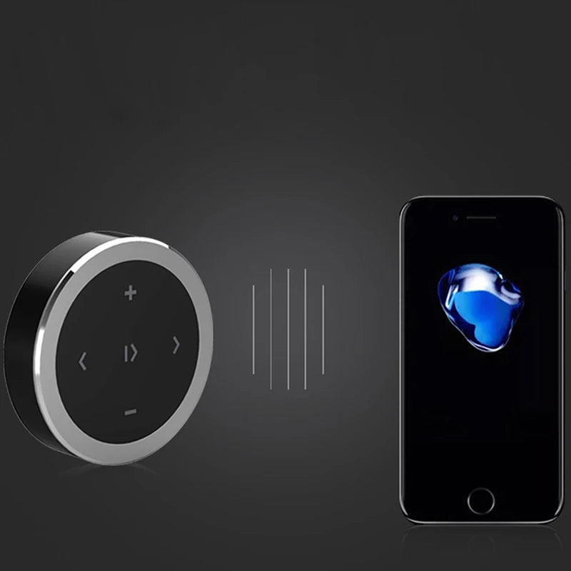 Mini Wireless Bluetooth-compatible Media Button Remote Controller: Steering Wheel MP3 Music Play for Car, Motorcycle - Compatible with IOS & Android