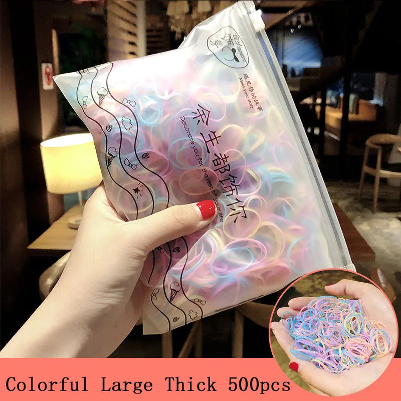 1000pcs Colorful Disposable Rubber Hair Bands for Girls – Small Ponytail Scrunchies, Fashion Hair Accessories Pack