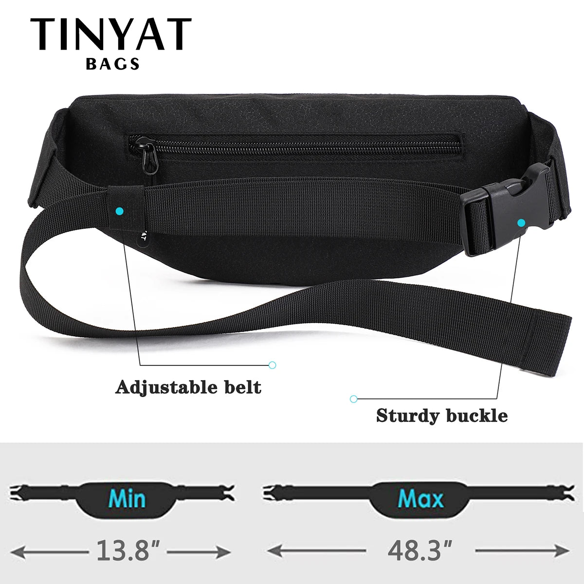 TINYAT Men Waist Bag: Casual Large Phone Belt Pouch - Canvas Travel Phone Bag for Women, Fanny Pack with 4 Pockets