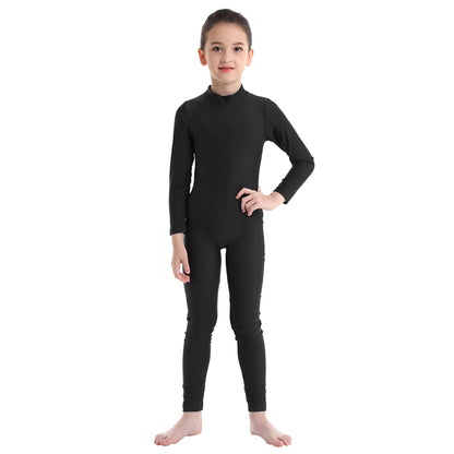 Kids Girls Full Body Gymnastics Bodysuit, Ballet Dance Jersey Leotard, Jumpsuit Sports Unitard, Children Dancewear and Sportswear