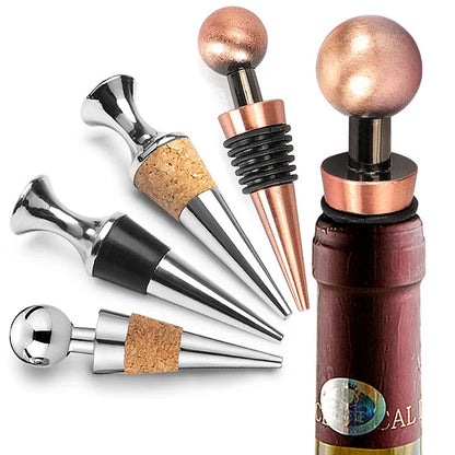Bronze Champagne and Wine Bottle Stopper - Stainless Steel Wine Preserver for Home and Wedding
