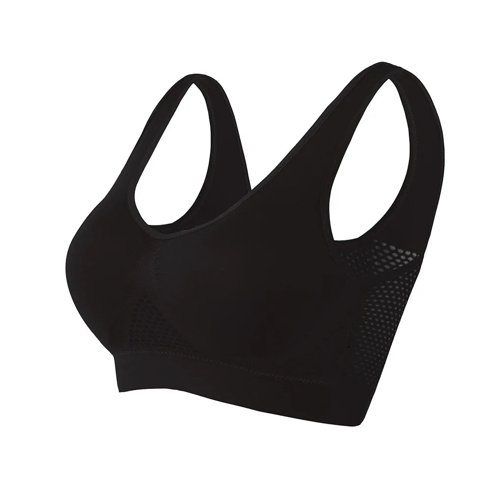 Women’s Hollow Out Sports Bra – Padded Seamless Yoga & Gym Top, M-6XL Athletic Vest