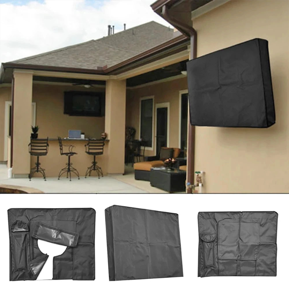 Weatherproof Dustproof Outdoor TV Cover – Beige Protective Screen Shield for 32”–65” TVs (Garden & Patio Use)