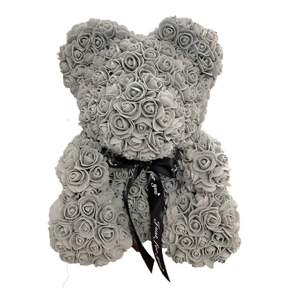 2024 40cm Rose Bear – Heart-Shaped Artificial Flower Teddy Bear for Valentine’s, Wedding, Birthday & Christmas Gifts