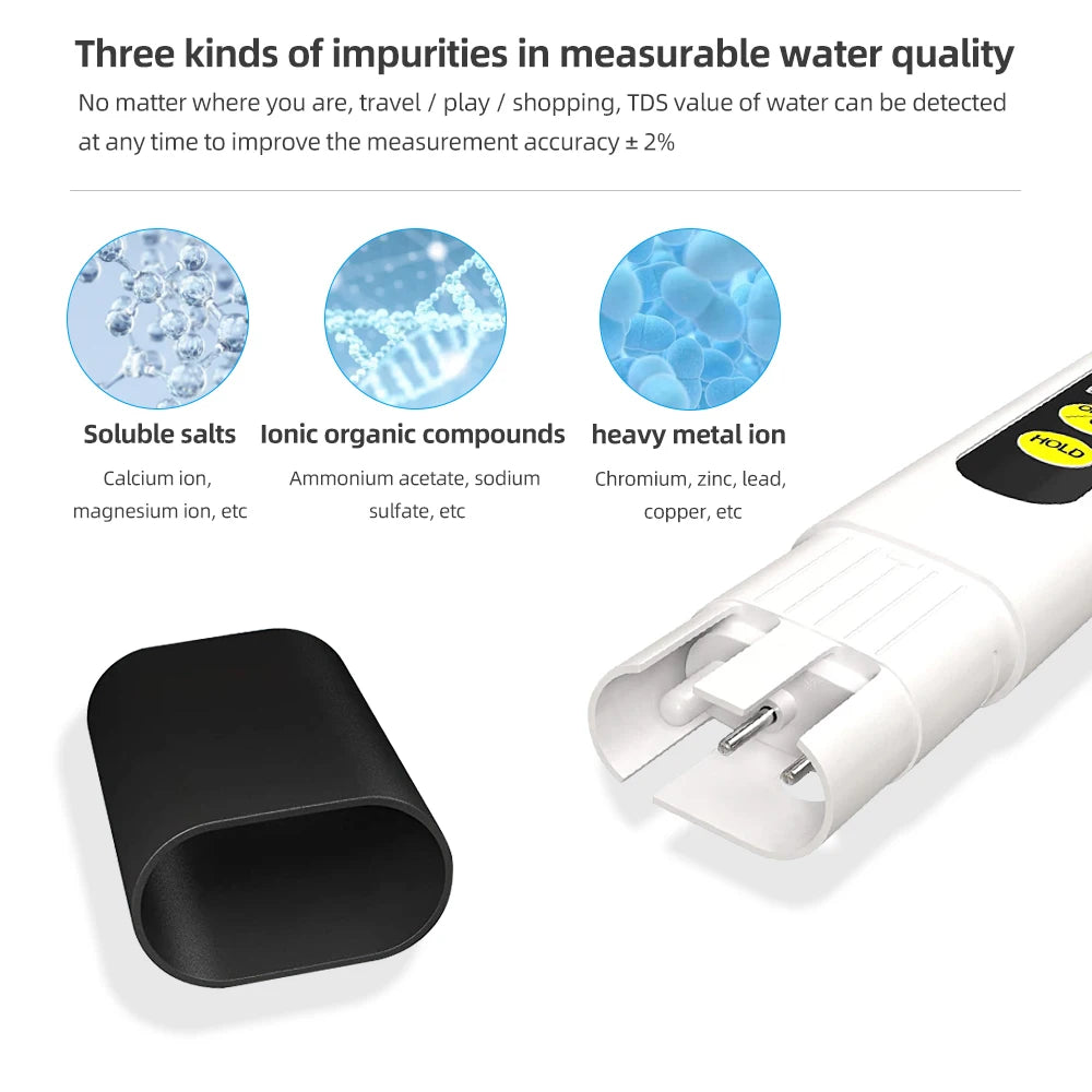 TDS & PH Meter - 0-9990ppm Digital Water Tester, 0.01 PH High Precision Pen for Aquariums & Filters, LCD PPM Monitor