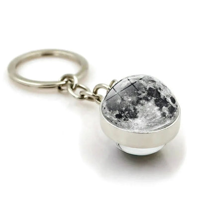 Solar System Planet Keyring — Double-Sided Glass Ball Space Keychain with Moon, Earth, Sun, Mars Galaxy Nebula Art for Car