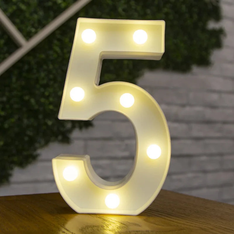Alphabet & Number LED Lamp Night Light – Warm Battery-Powered Luminous Letter Light for Home, Wedding, Birthday & Party Decoration