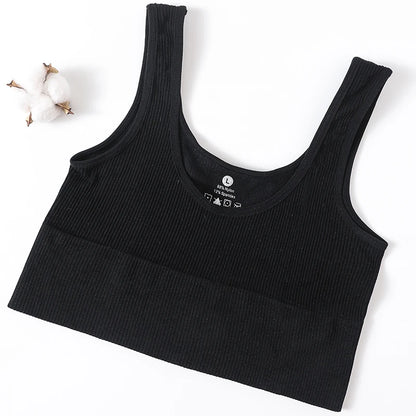 Women’s Seamless Ribbed Tank Top - High-Elastic Sleeveless Crop Camisole, O-Neck Everyday Sportswear M-XL