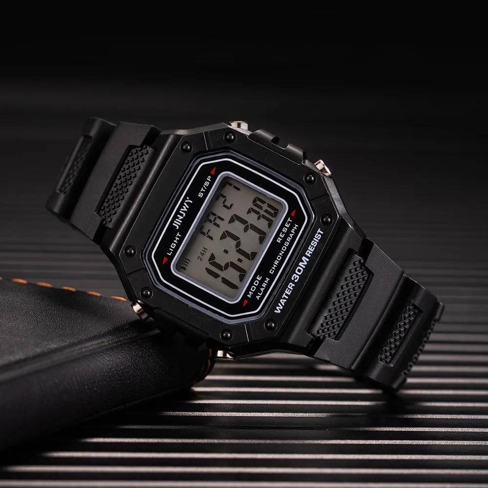 Men’s Army Green Digital Sports Watch - Waterproof LED Electronic Wristwatch with Square Dial and Modern Military Style