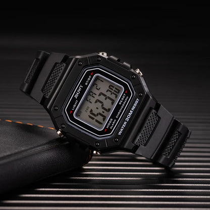 Men’s Army Green Digital Sports Watch - Waterproof LED Electronic Wristwatch with Square Dial and Modern Military Style