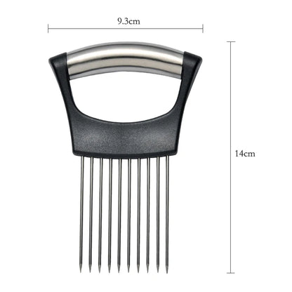 Stainless Steel Onion Cutter Holder | Food Slicers Assistant | Tomato Onion Slicer Holder | Vegetables Cutting Fork - Kitchen Gadgets