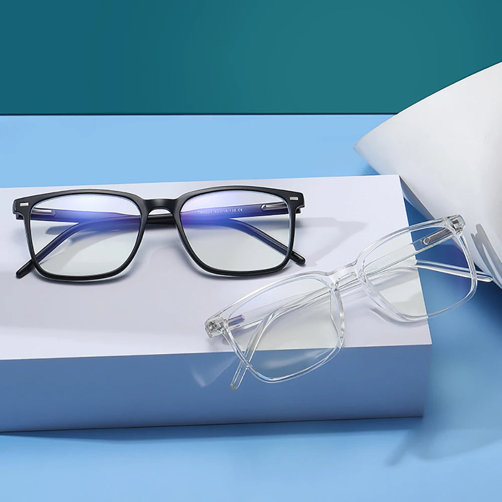 2025 Trending Blue Light Blocking Glasses for Men – TR90 Matte Black Gaming & Computer Eyewear, Transparent Fashion Frame