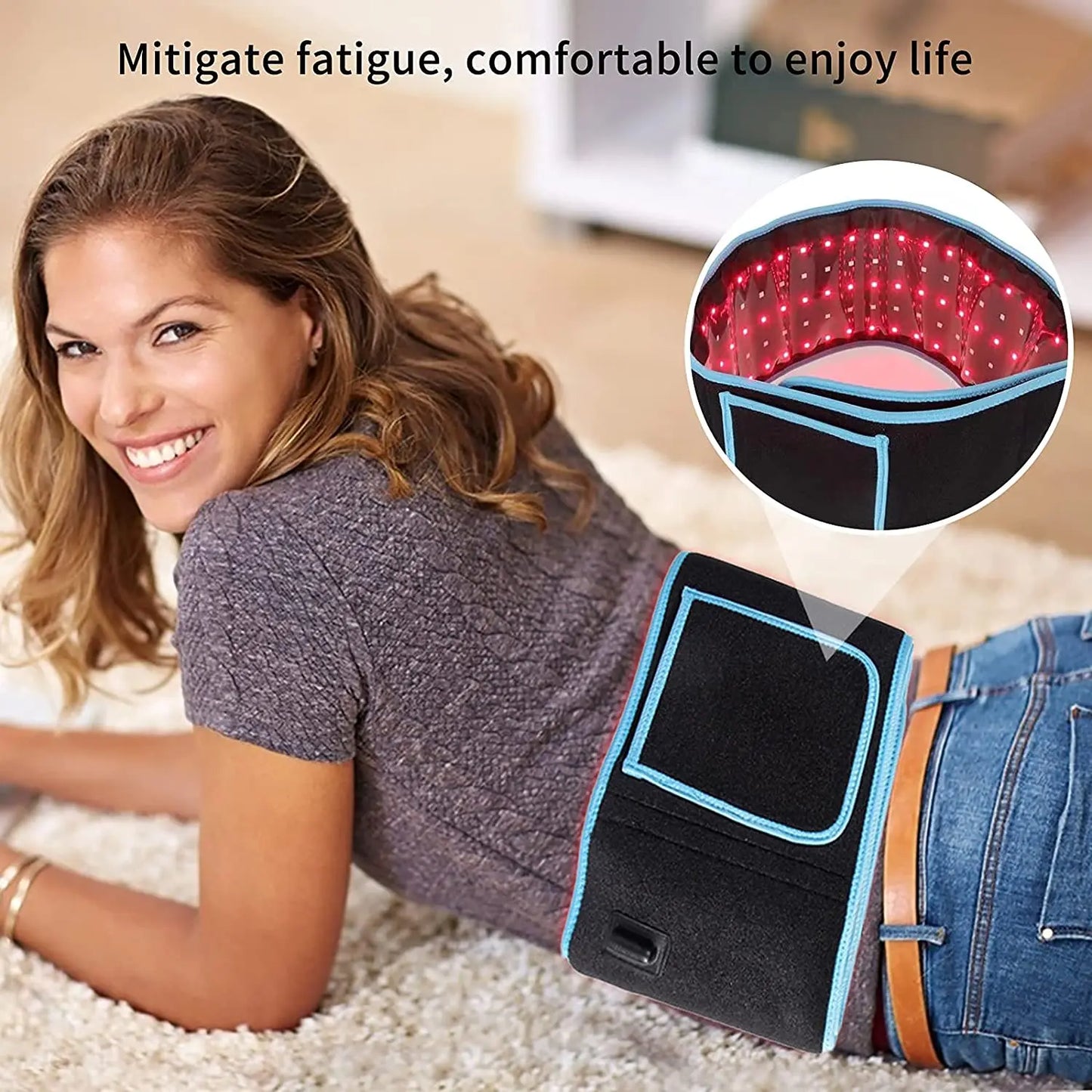 Red & Infrared Light Therapy Belt 850nm 660nm LED Slimming Waist Wrap Fat Burn Full Body Heat Pad