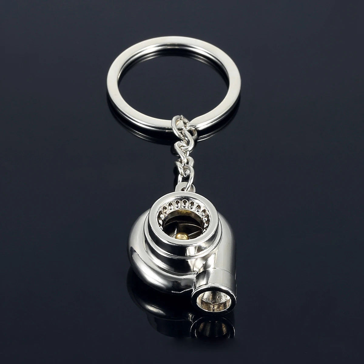 Mini Turbocharger Keychain - Spinning Turbine Keyring for Car Interior Accessories & Key Fob