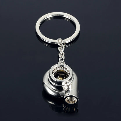 Mini Turbocharger Keychain - Spinning Turbine Keyring for Car Interior Accessories & Key Fob