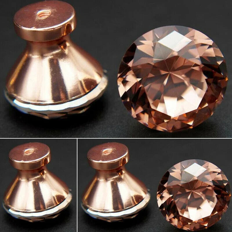 Rose Gold Diamond Shape Cabinet Knobs - Cupboard Crystal Drawer Handles for Kitchen Wardrobe Furniture