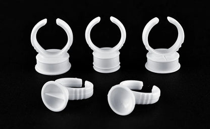 100pcs Disposable Plastic Pigment Rings — 3 Sizes White Ink Holders for Eyebrow Permanent Makeup