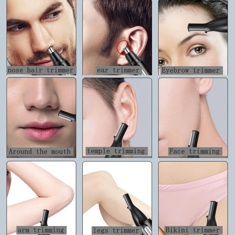 Original All-in-1 Rechargeable Nose Ear Hair Trimmer: Men's Grooming Kit - Electric Eyebrow and Beard Trimmer, Nose and Ears Trimmer
