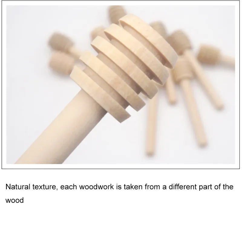 100-Pack High-Quality Wooden Honey Dipper Sticks - Long Handle Jar Spoons for Efficient Honey Stirring, Practical Kitchen Tools