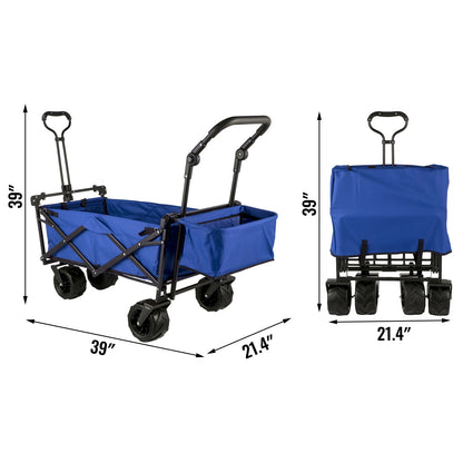 VEVOR Folding Wagon Cart with Adjustable Handle & Removable Canopy – Collapsible Oxford Cloth Utility Cart for Camping, Beach & Outdoor Use