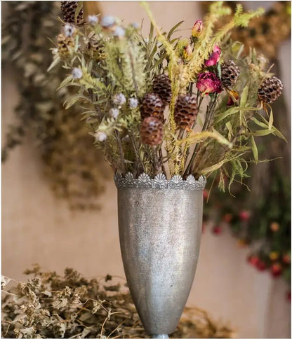 European Retro Iron Goblet Vase — Metal Flowerpot for Home, Living Room, Hotel & Flower Arrangement Decor