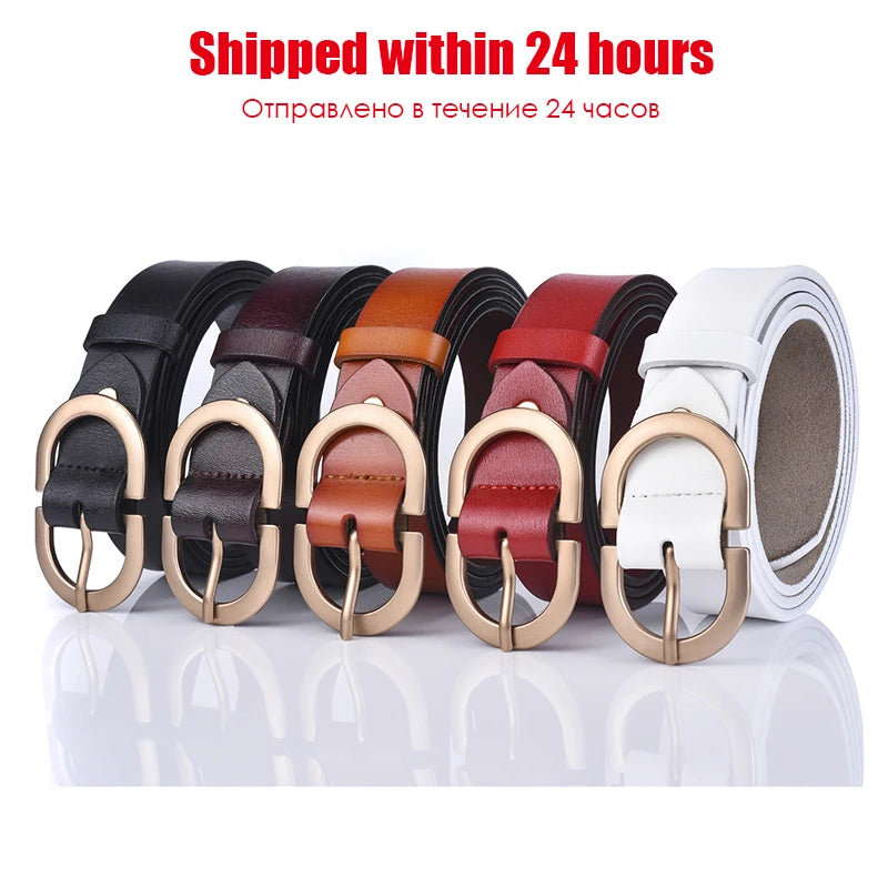 VATLTY Women's Leather Belt – Authentic Cowhide with Golden Alloy Buckle, Jeans & Trousers Belt (ZK105)
