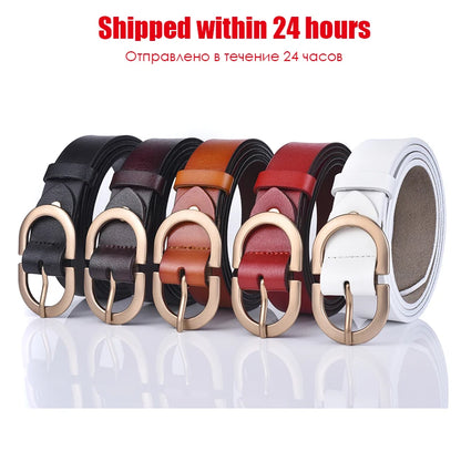 VATLTY Women's Leather Belt – Authentic Cowhide with Golden Alloy Buckle, Jeans & Trousers Belt (ZK105)