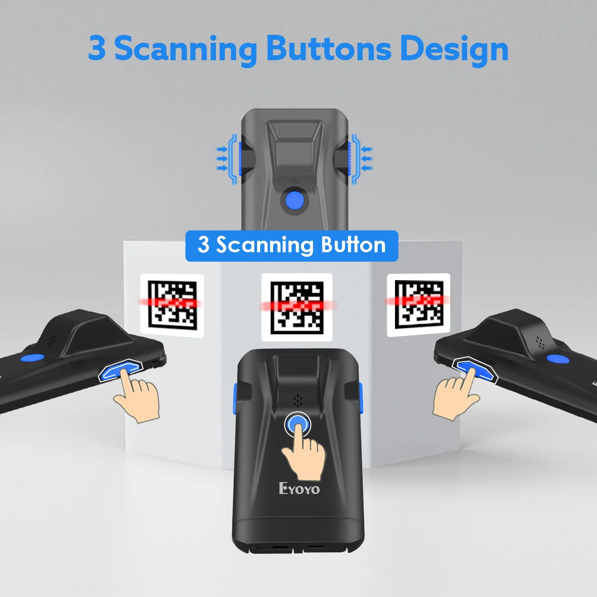 Eyoyo Bluetooth 2D Barcode Scanner - Portable 1D, 2D & QR Code Reader for Android and iOS
