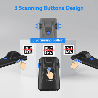 Eyoyo Bluetooth 2D Barcode Scanner - Portable 1D, 2D & QR Code Reader for Android and iOS