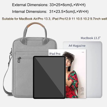 WiWU Waterproof Laptop Bag - Shoulder Carry Case for MacBook Pro 13 A2338 (2022 M2/M1) and iPad Pro 12.9, Fits MacBook Air 13.6 M2