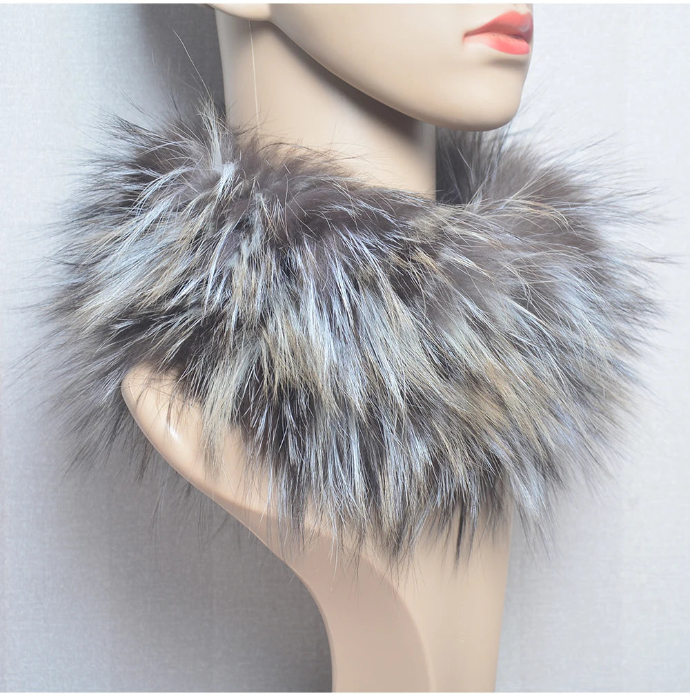 2025 Real Fox Fur Scarf and Headband – Luxury Winter Neck Warmer for Women, 100% Natural Fur, Elastic Ring Muffler