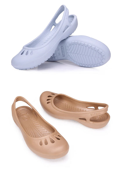 RYAMAG Women’s Clogs Jelly Sandals – Non-Slip Summer Hole Shoes, Waterproof EVA Flat Slippers for Home & Garden