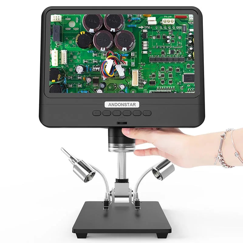 Andonstar AD208 Digital Microscope – 8.5" Adjustable LCD, 1080P HD, Black, Soldering Tool
