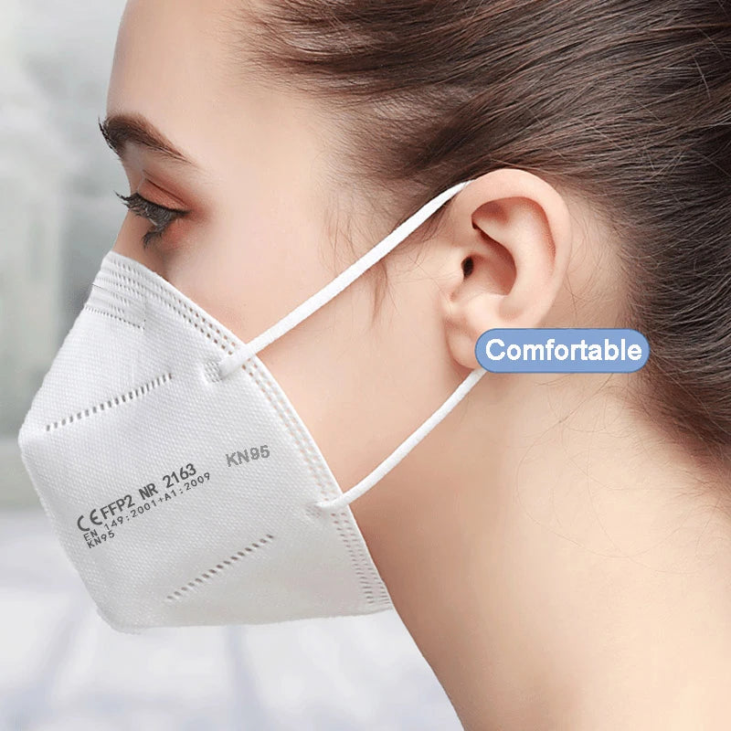 10-200pcs FFP2 KN95 Face Masks – 5-Layer Reusable Black Surgical Mask, Certified Protective Mascarillas