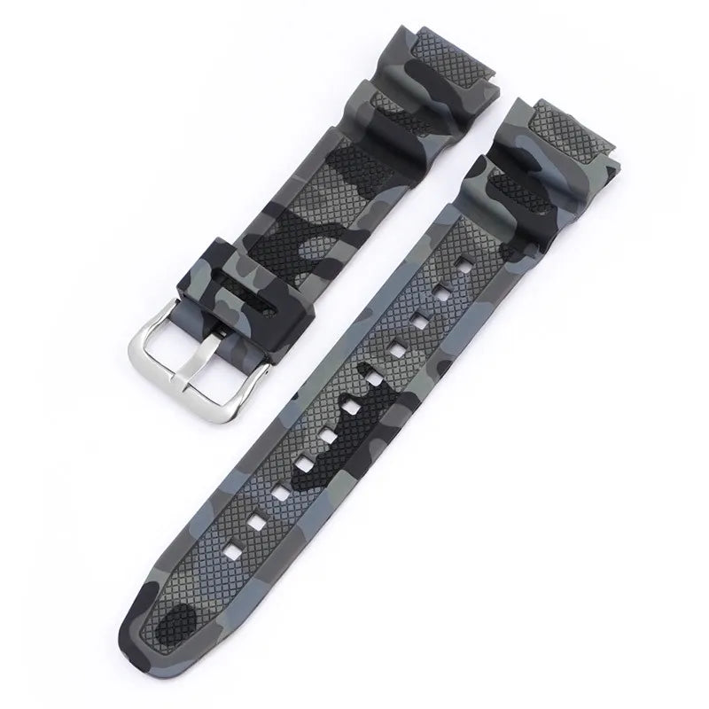 18mm Camouflage Silicone Watch Strap for Casio G-Shock AQ-S810W AE-1000W AE-1200/1300 SGW-300 W-215 F-108 - Sport Replacement Band