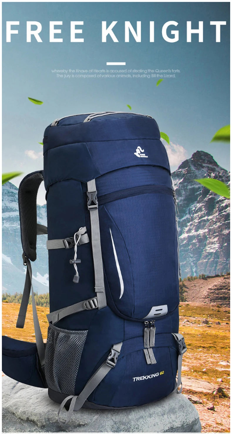 Men’s 60L Large Hiking Backpack — Mountaineering, Camping, Climbing & Outdoor Sport Rucksack XA108Y